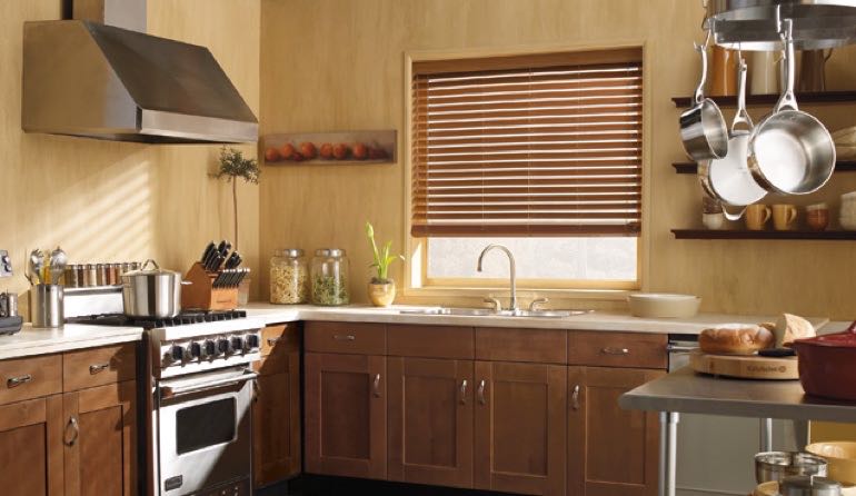 Orlando kitchen faux wood blinds.